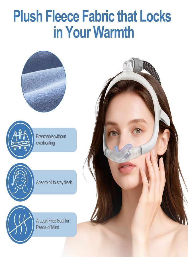 MEDICOLOR 2 Packs Improved Cushion for Airtouch N30i & Airfit N30i, with Soft Fleece Fabric, Warm & Breathable, Non-Slip Nasal Pillow Mask, Replacement CPAP Supplies, Old Version - Blue (Medium) - Image 4